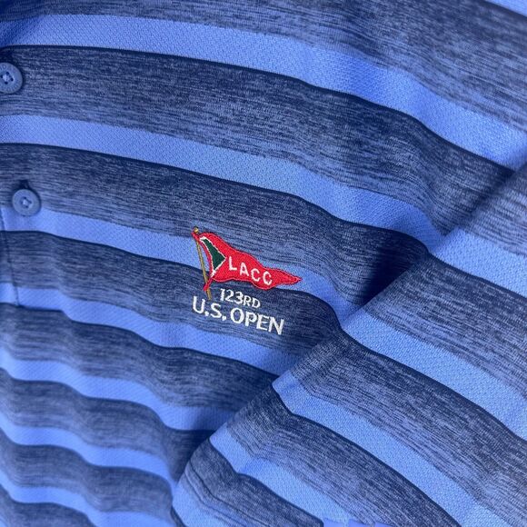 Adidas Men's Size Medium Performance Golf Polo Shirt LACC US Open Striped Blue - Picture 3 of 7